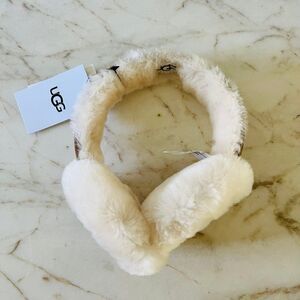 UGG Chestnut Brown Beige Suede Fur Shearling Earmuffs